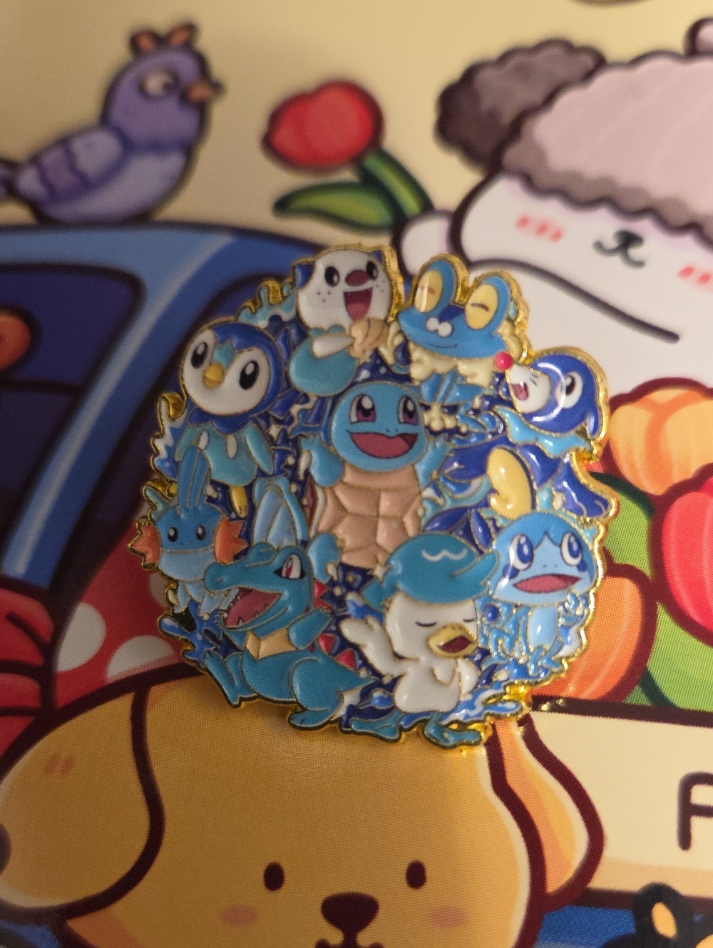 Blue Water-Type Pokémon Enamel Pin - Cute Character Cluster